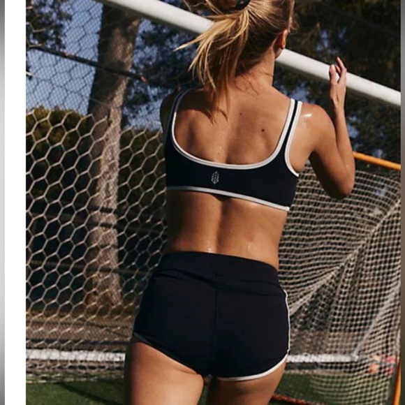 Free people movement black micro duet shorts activewear workout logo spring $68 - Picture 2 of 6
